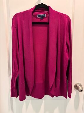 Karen Scott Hot Pink Open-Front Cardigan Sweater